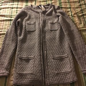 NWT WHBM Sweater Jacket Silver-Gray